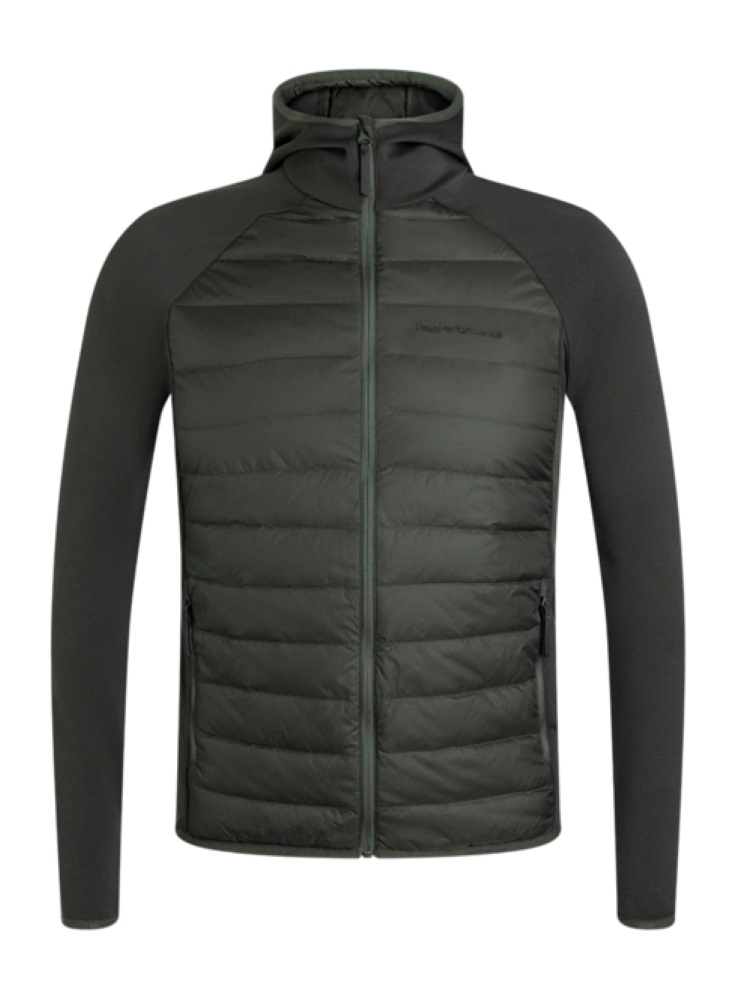 Peak Performance Mens Down Hybrid Hood Jacket 4CC Olive Extreme S 7333269765414